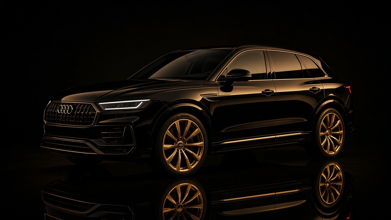 SUV negru cu iluminare aurie, imagine ilustrativă pentru evaluare