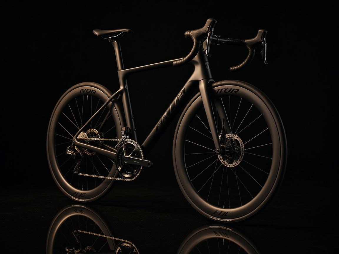 Bicicletă de șosea pe fundal întunecat, fotografie de studio